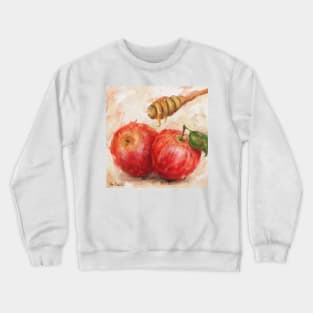 Loose and Artistic Painting of 2 Red Apples with a Honey Dipper Crewneck Sweatshirt